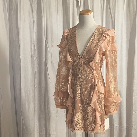 For Love and Lemons dress bumble long sleeve ruffle - Picture 1 of 11